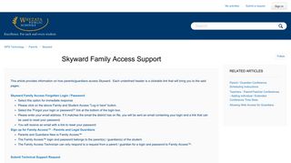 Skyward Family Access Support – WPS Technology