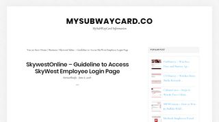 SkywestOnline – Guideline to Access SkyWest Employee Login Page