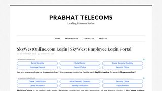 SkyWestOnline.com Login | SkyWest Employee Login Portal - Prabhat ...