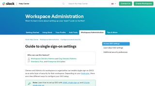 Guide to single sign-on settings – Slack Help Center