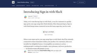 Introducing Sign in with Slack – Slack Platform Blog – Medium