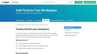 Create a bot for your workspace – Slack Help Center
