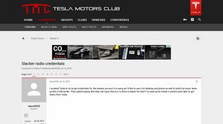 Slacker radio credentials | Tesla Motors Club