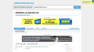 webmail.slam.nhs.uk at WI. Outlook Web App - Website Informer