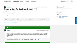 Shortcut Key for Backward Slash 