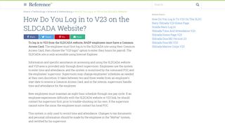 How Do You Log in to V23 on the SLDCADA Website? | Reference ...