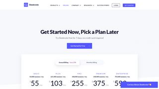 Sleeknote Pricing Plans | Start a 7-Day Free Trial Today