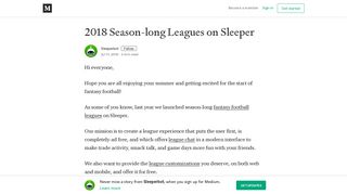2018 Season-long Leagues on Sleeper – Sleeperbot – Medium