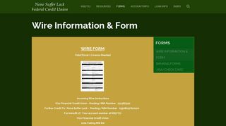 Wire Information & Form | None Suffer Lack Federal Credit Union