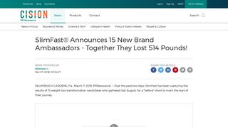 SlimFast® Announces 15 New Brand Ambassadors - Together They ...
