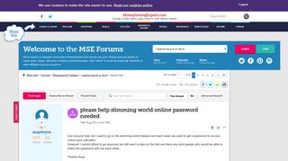 please help slimming world online password needed ...