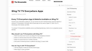 Sling TV TV Everywhere Apps – The Streamable