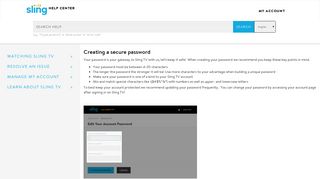 Creating a secure password - Sling help - Sling TV