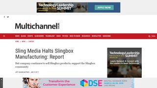 Sling Media Halts Slingbox Manufacturing: Report - Multichannel