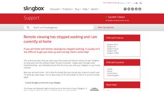 Slingbox.com - Remote viewing stopped working (at home)