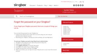 Slingbox.com - Forgot the password on your Slingbox?