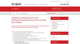 SlingPlayer repeatedly asks for the Administrator password