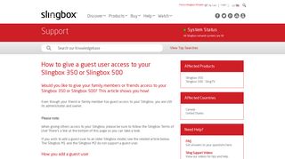 Slingbox.com - Giving a guest user access to your Slingbox 350 or ...