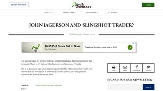 Microblog: John Jagerson and Slingshot Trader? | Stock Gumshoe