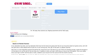 Slot Crazy | 100% Welcome Bonus | 100 Free Spins - OhMyBingo