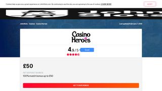 Casino Heroes - 100% match bonus up to £50 | JohnSlots