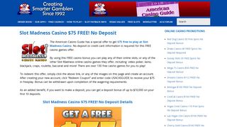 Slot Madness Casino $75 FREE! No Deposit | American Casino Guide