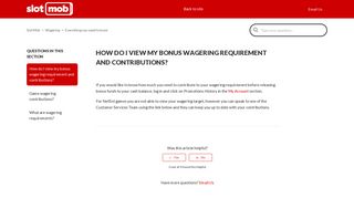 How do I view my bonus wagering requirement and ... - Slot Mob