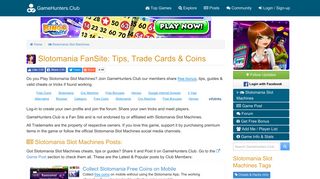 Slotomania FanSite: Tips, Trade Cards & Coins - GameHunters.Club