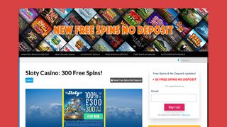 Sloty Casino: 300 Free Spins! - New Free Spins No Deposit