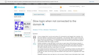 Slow login when not connected to the domain - Microsoft