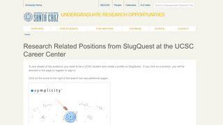 Research Related Positions from SlugQuest at the UCSC Career Center