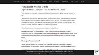 Financial Services Guide - Daily Reckoning Australia