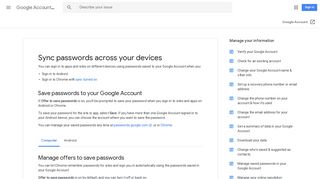 Sync passwords across your devices - Computer - Google Account Help