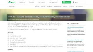 How do I activate a Smart Money account with my mobile number ...