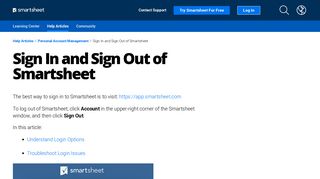 Sign In and Sign Out of Smartsheet | Smartsheet Learning Center
