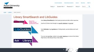 Aston University Library SmartSearch and Aston University LibGuides
