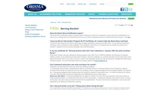 ORHMA > Resources > FAQs > Beverage Alcohol