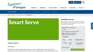 Study Smart Serve part-time in Barrie at Georgian College