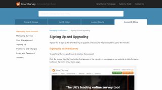 Signing Up and Upgrading | SmartSurvey Knowledge Base