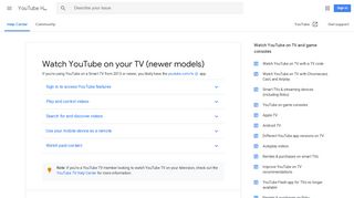 Watch YouTube on your TV (newer models) - YouTube Help