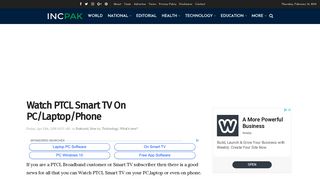 Watch PTCL Smart TV On PC/Laptop/Phone - INCPak
