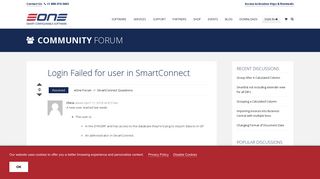 Login Failed for user in SmartConnect | eOne Solutions
