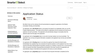 Application Status – How can we help you?