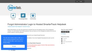 Forgot Administrator Login to Hosted SmarterTrack Helpdesk