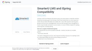 SmarterU LMS and iSpring SCORM Course Compatibility