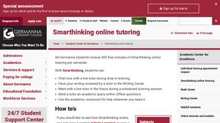 Smarthinking online tutoring | Germanna Community College