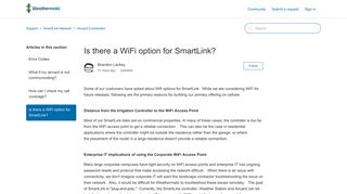 Is there a WiFi option for SmartLink? – Support