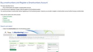 Buy smartnumbers and Register a Smartnumbers Account