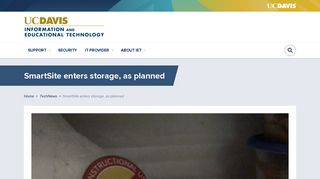 SmartSite enters storage, as planned | UC Davis IET