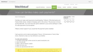 How can families make cash payments? - Blackbaud Knowledgebase